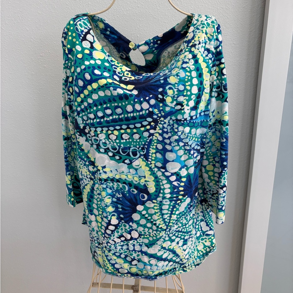 Lilly Pulitzer Waverly Blouse Roe Your Boat Print in Size Large